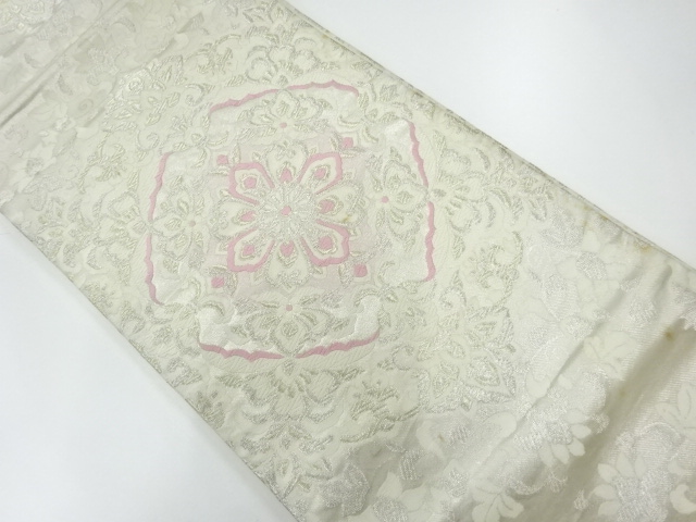 JAPANESE KIMONO / ANTIQUE FUKURO OBI / SILK / WOVEN FLOWER CREST